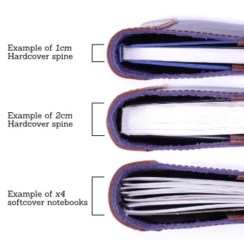 Leather cover spine width examples