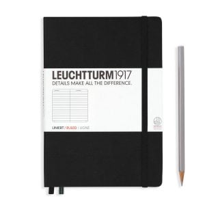 Leuchtturm1917 Hardcover 249 pg – Ruled Lines A5 Notebook – Black