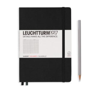 Leuchtturm1917 Hardcover 249 pg – Square Grid A5 Notebook – Black