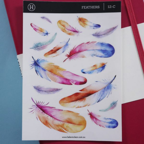 decorative clear planner stickers floating feathers