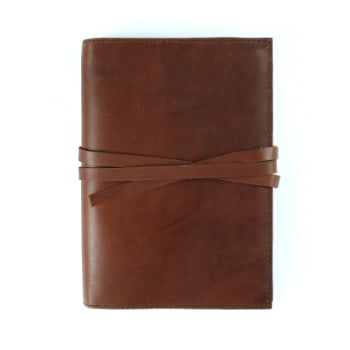 brown leather cover with tie to suit A5 front