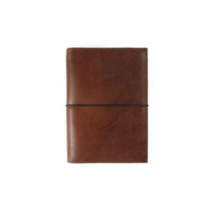 A6 Cognac Brown Leather Journal with Elastic Closure