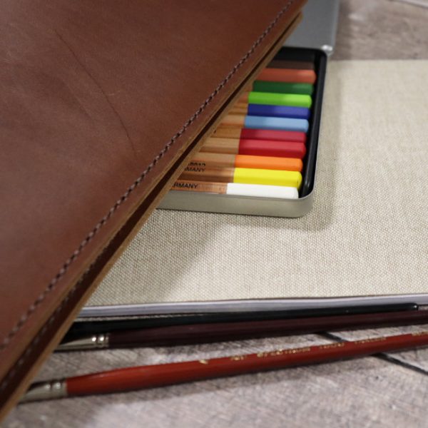 cognac leather notebook cover usage