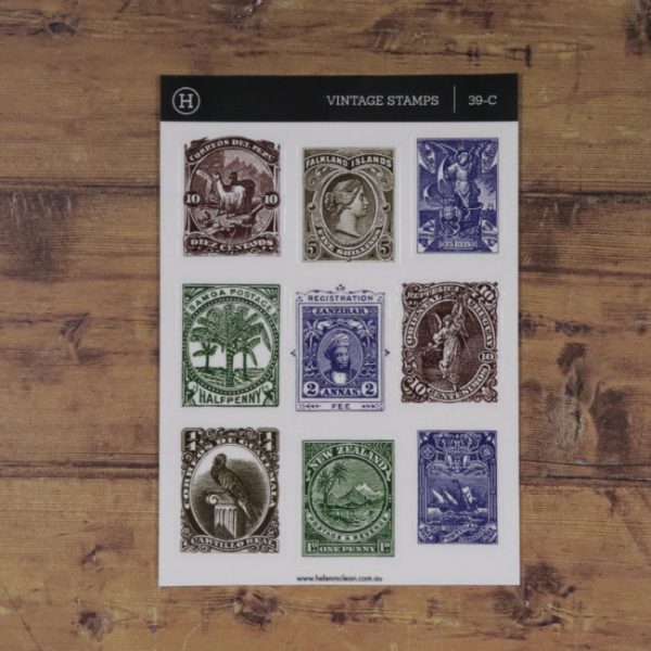 clear vintage stamps sticker sheet
