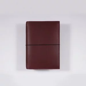 A6 Mahogany Red Leather Cover with Elastic Closure