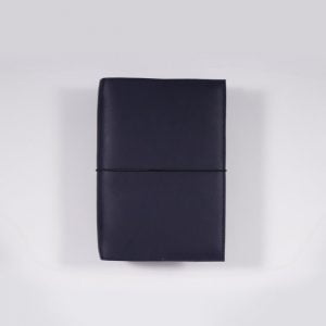 A6 Navy Blue Leather Cover with Elastic Closure