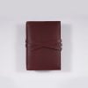 A6 leather notebook cover tie mahogany