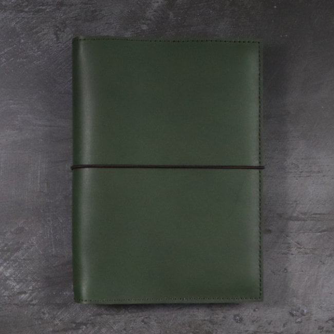 leather notebook cover elastic forest