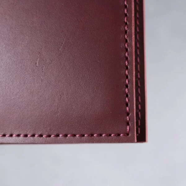 leather notebook cover mahogany closeup