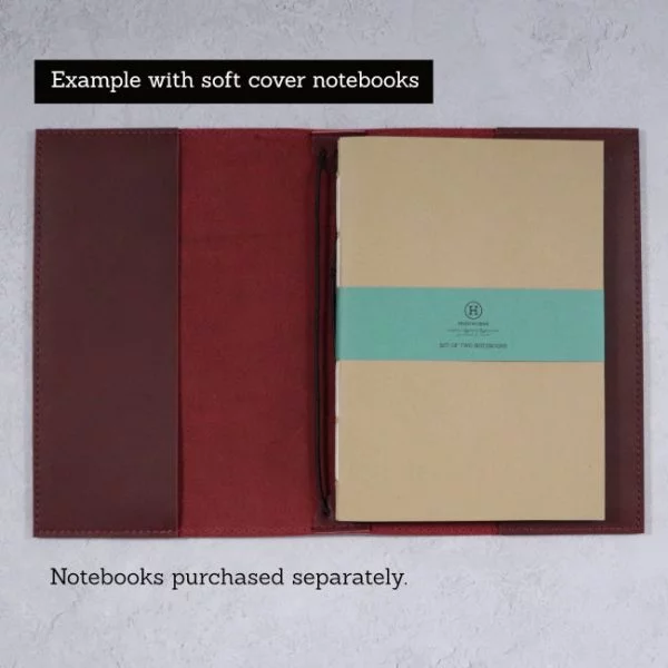 leather notebook cover mahogany open softcover example