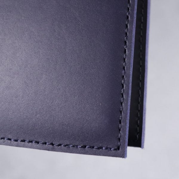 leather notebook cover navy closeup
