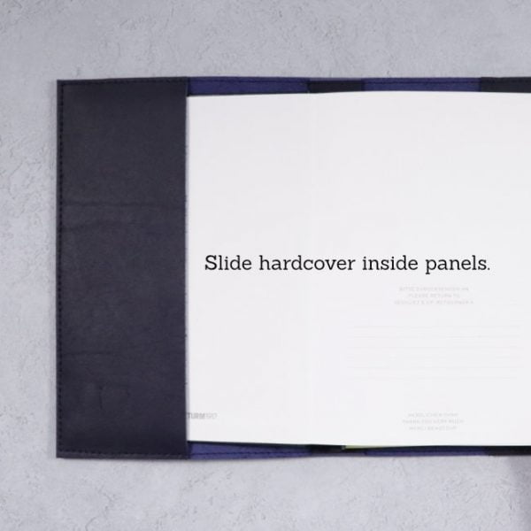 leather notebook cover navy open hardcover example