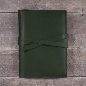 Moleskine Leather Cover – Tie Closure in Forest Green