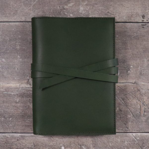 leather notebook cover tie forest