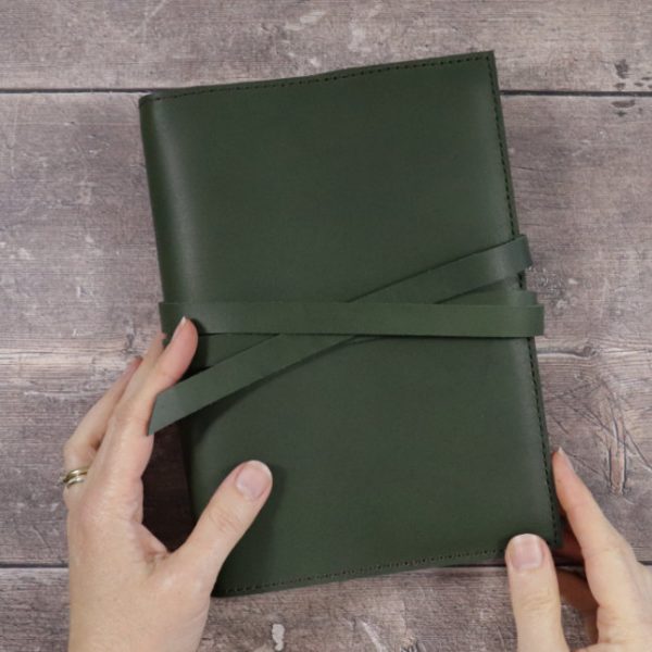 leather notebook cover tie forest held