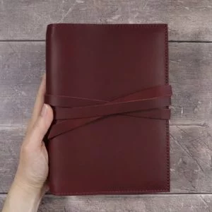 A5 Mahogany Red Leather Notebook Cover – Choose closure type