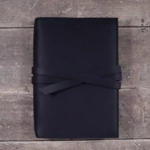 Moleskine ‘Wide Spine’ Leather Cover – Tie Closure in Navy