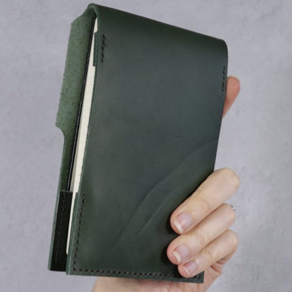 leather reporter flip notebook cover forest back