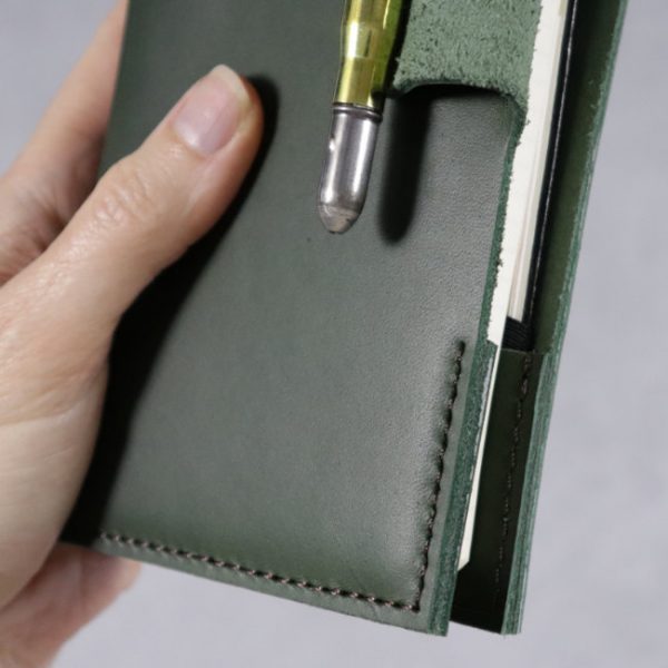leather reporter flip notebook cover forest closeup