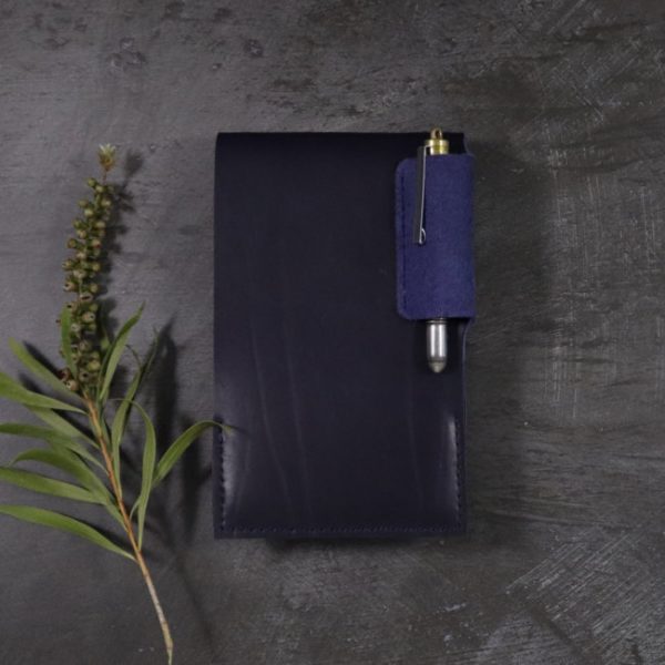 leather reporter flip notebook cover navy