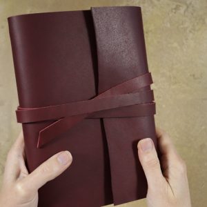 A5 Wrap Leather Journal – Tie Closure in Mahogany Red