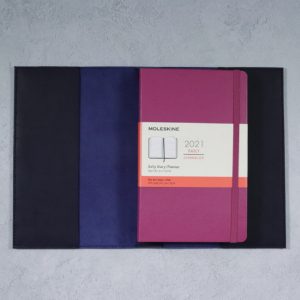 Moleskine ‘Wide Spine’ Leather Cover – Tie Closure in Navy