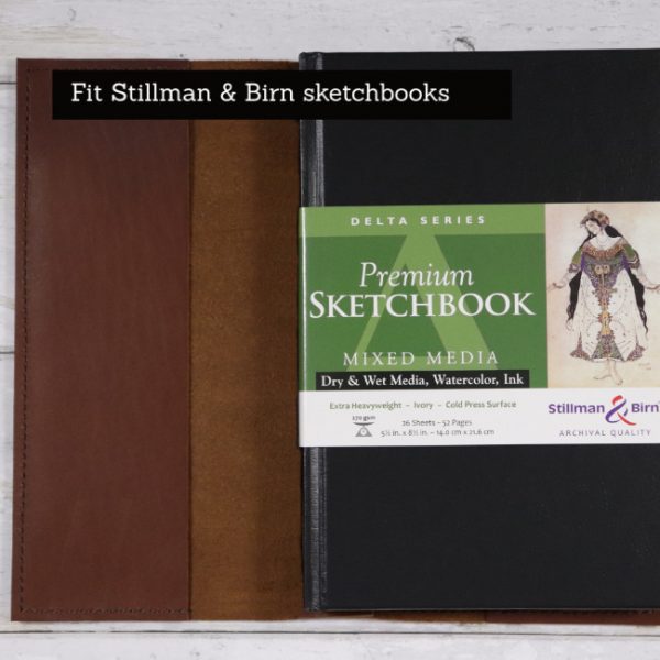 cognac leather notebook cover to suit stillman birn sketchbook hardcover
