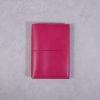 A6 fuchsia pink leather journal with fuchsia elastic closure