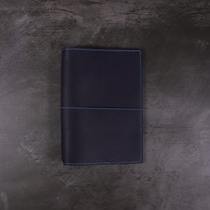 A6 – Navy Blue Leather Cover with Teal Blue