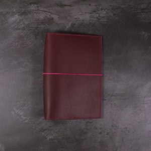 A6 – Dark Red Leather Cover with Fuchsia Pink