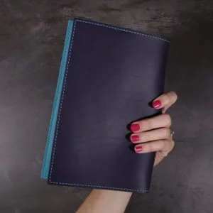 A5 – Navy Blue Leather Cover with Teal Blue