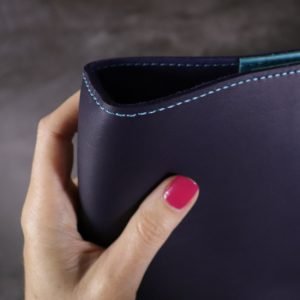 Moleskine Size Leather Cover – Navy with Teal Blue