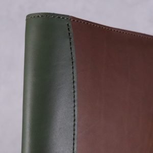 A5 Deluxe Leather Journal Cover in Forest & Cognac Brown – Choose closure type