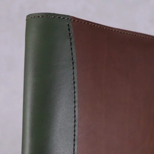 A5 leather journal library green cognac detail 2