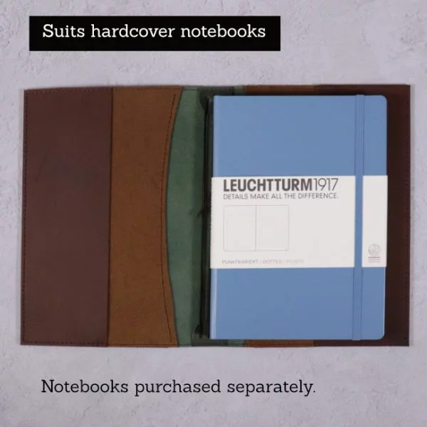 A5 leather journal library green cognac suits hardcover notebooks
