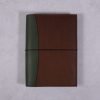 A5 leather journal library green cognac with elastic closure