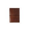 Pocket cognac leather notebook cover with elastic