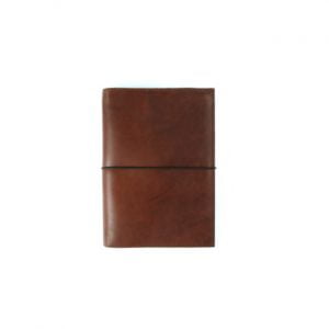 Pocket Size in Cognac Brown – Leather Cover with Elastic Closure