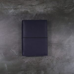 Pocket Size in Navy Blue – Leather Cover with Elastic Closure