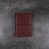 Pocket red leather notebook cover with elastic