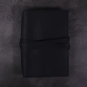 A5 Black Leather Journal with Tie Closure