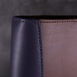 A5 Deluxe Leather Journal Cover in Navy & Cognac Brown – Choose closure type