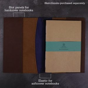 A5 Deluxe Leather Journal Cover – Navy & Cognac Brown
