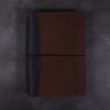 A5 leather journal library navy cognac with elastic closure