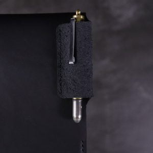 Small Leather Flip Notebook in Black with Pen
