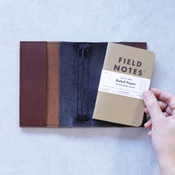 leather notebook pocket size fits field notes black cognac