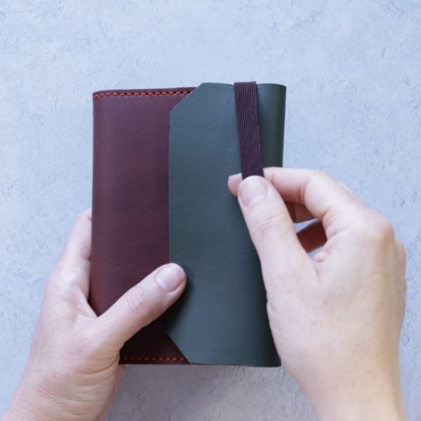 leather notebook wallet everyday carry elastic closure