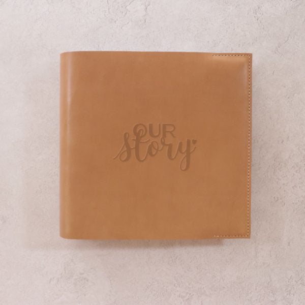 our story emboss photo album nude leather