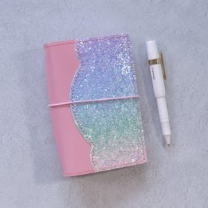A6 – Pastel Pink Leather & Glitter Cover
