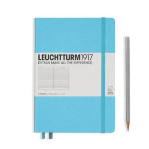 Ruled Lined Leuchtturm1917 249 pg – A5 Notebook – Ice Blue Hardcover